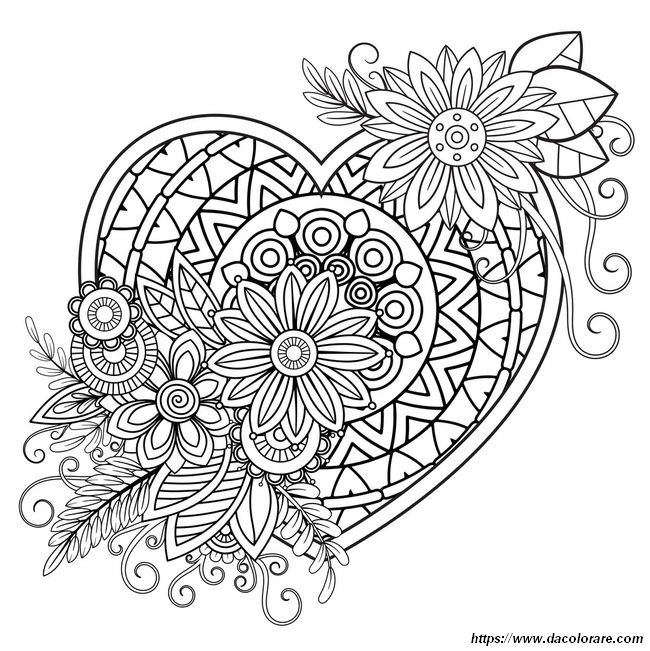 immagine Mandala per San Valentino da colorare