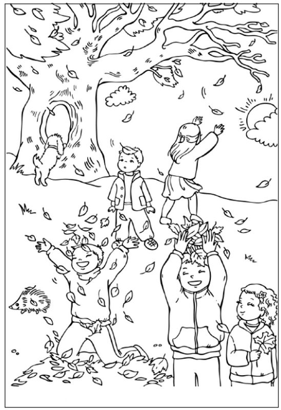 immagine I bambini giocano con foglie