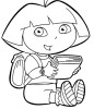 Dora con un grande libro