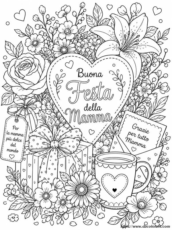 immagine Un disegno floreale pieno di amore per mamma