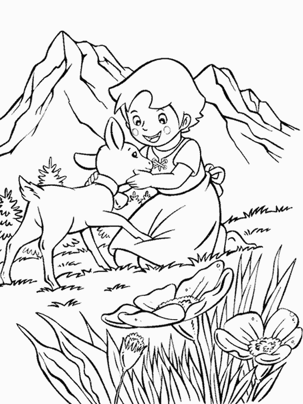 immagine Heidi in montagna con un agnello
