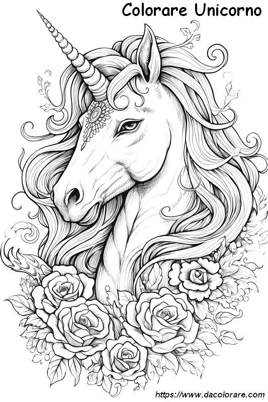 immagine Unicorno carino con un fiore