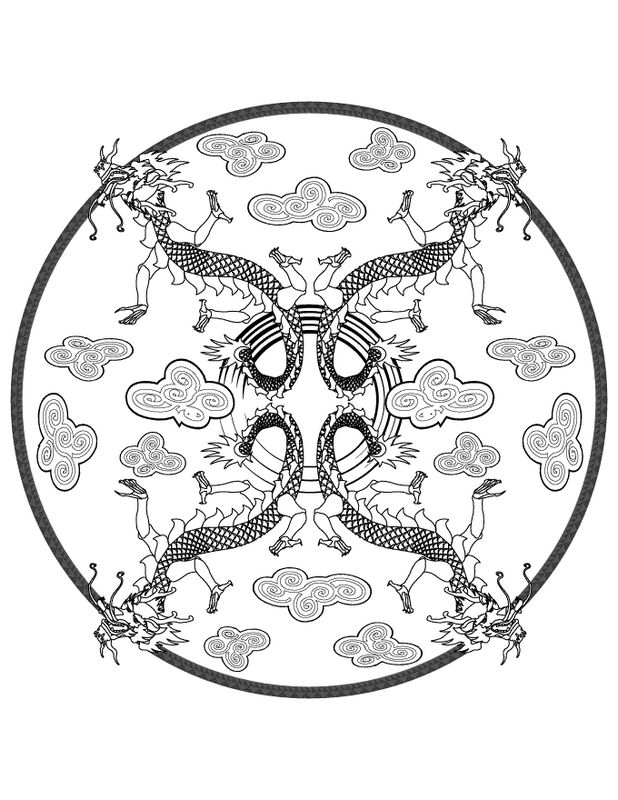 immagine Mandala con quattro draghi