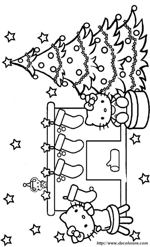 Disegni Da Colorare Di Natale Con Hello Kitty.Colorare Natale Disegno Hello Kitty Con Il Suo Albero Di Natale