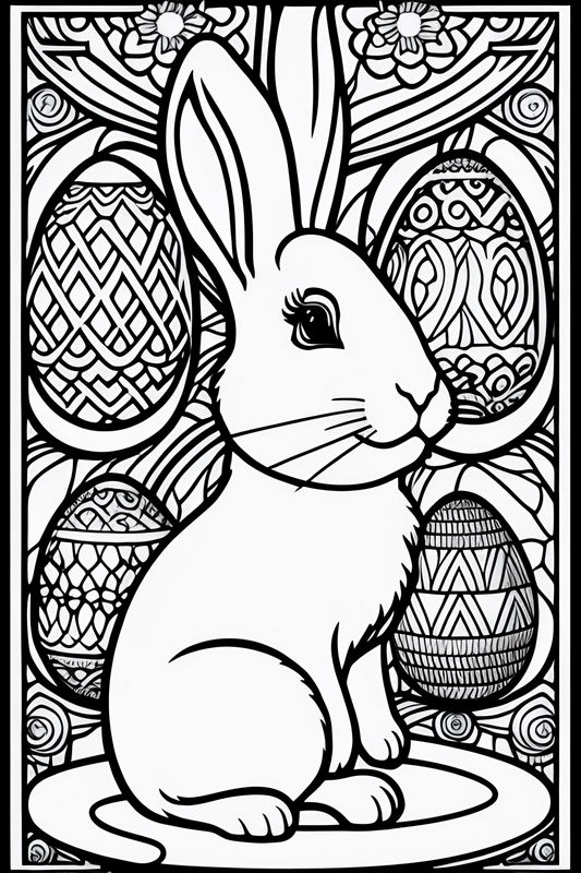immagine Colorare Pasqua e coniglio