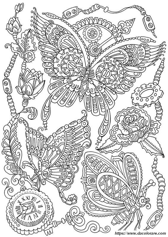 immagine Illustrazione di farfalle e fiori